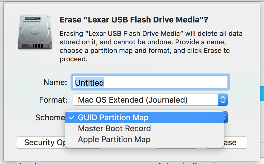 name format and scheme for mac and pc usage usb